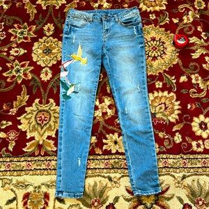 Velvet Heart Sadie distressed skinny embroidered jeans, size 26
